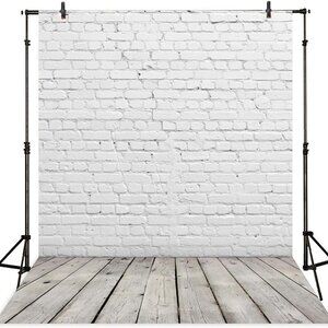 Allenjoy 6x8FT Fabric White Brick Wall Grey Wood Floor Photo Backdrop New